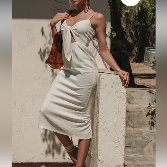 JLUXLABEL Linen midi dress - size Large - Picture 4 of 7